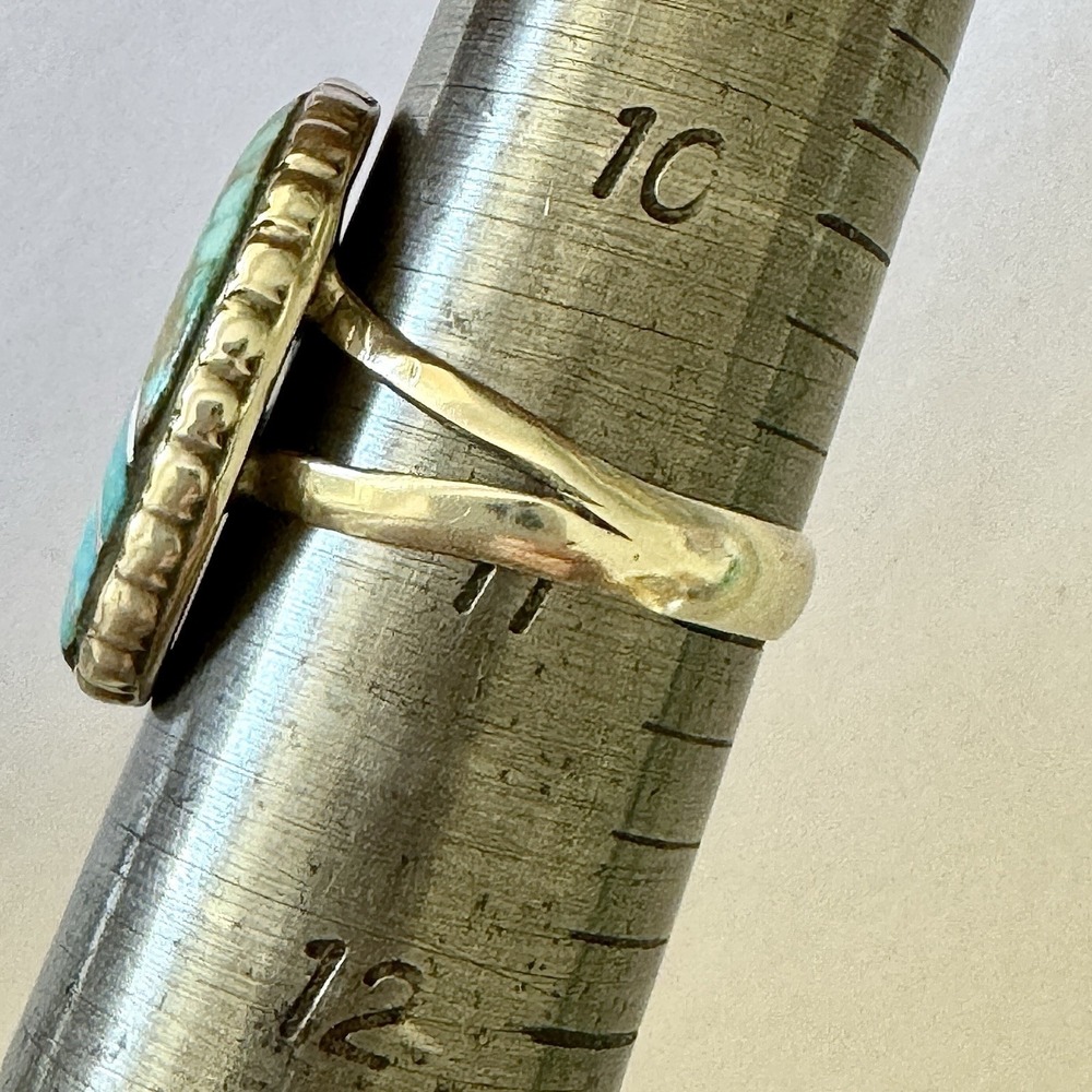 Navajo Ring Sz 11 Mixed Turquoise Inlay Signed D Noble Sterling Native American - Picture 7 of 9